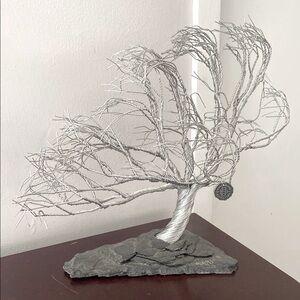 Vintage 80s Randy Adams Silver industrial Windswept wire art Tree Sculpture Art